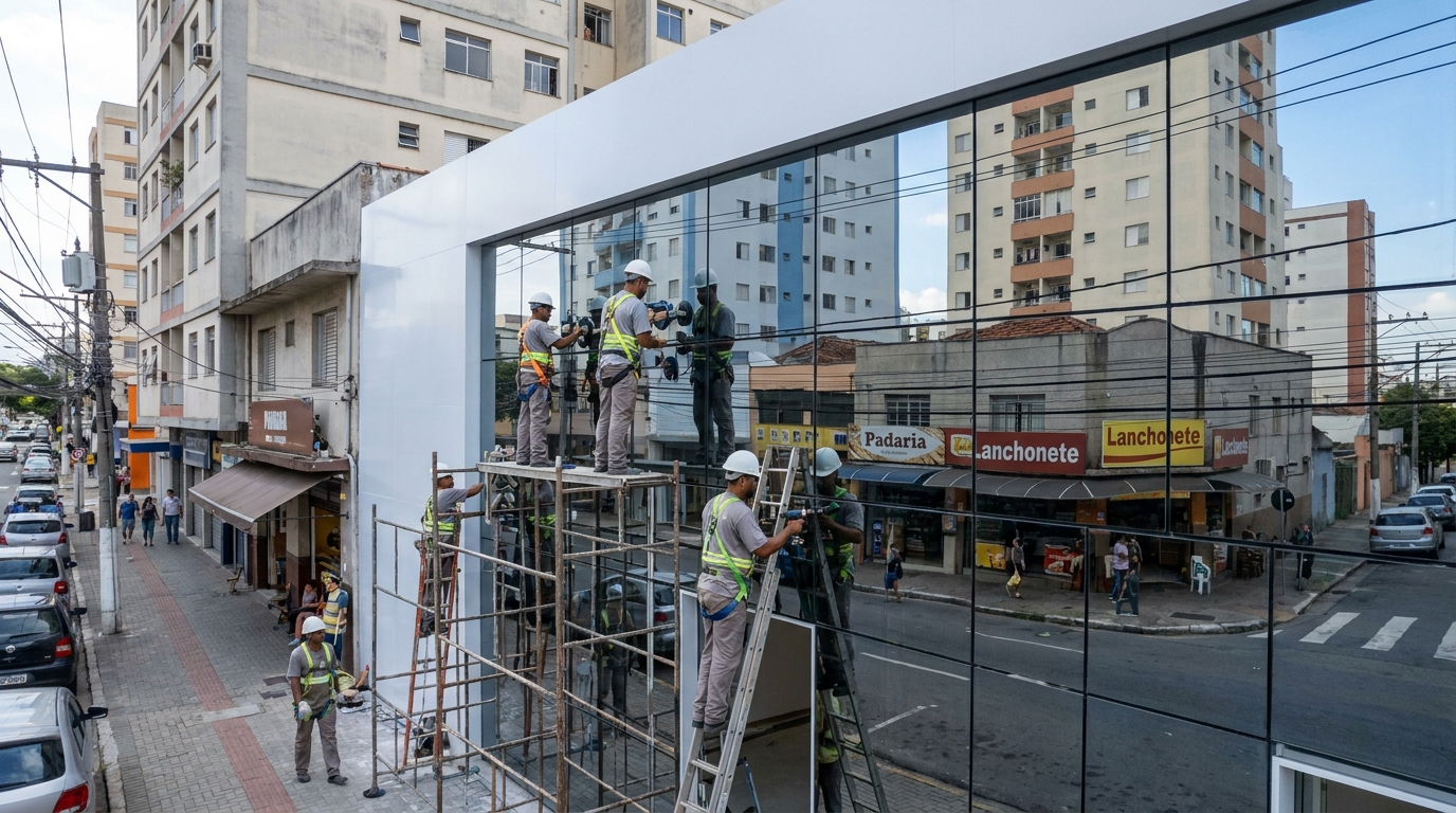 Fachada espelhada em esquina em Ponta Grossa-PR